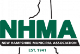 NH municipal association logo in green letters over a black outline of the state of new hampshire